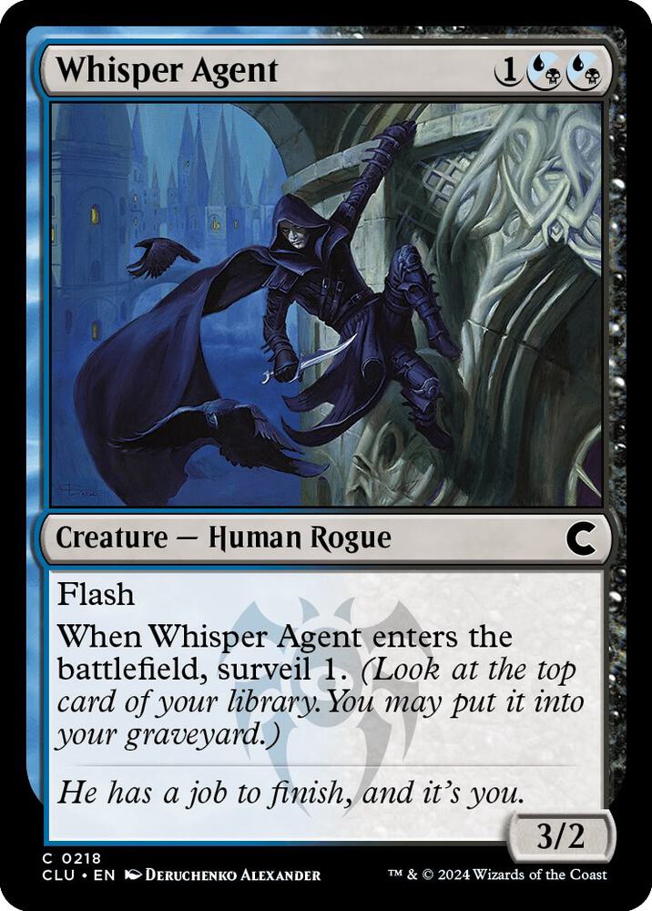 Whisper Agent 218 card from Ravnica: Clue Edition