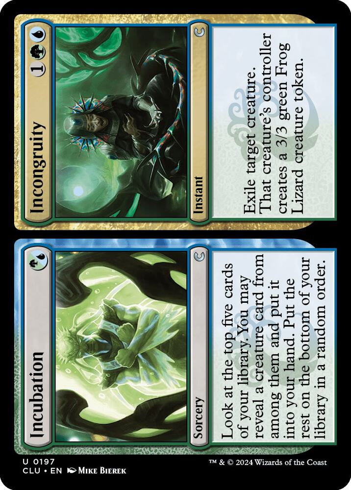 Incubation // Incongruity 197 card from Ravnica: Clue Edition