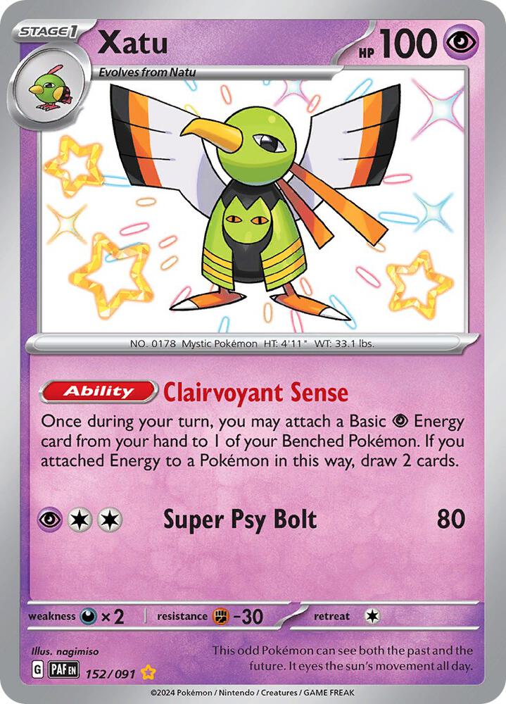 Xatu 152/091 card from SV: Paldean Fates