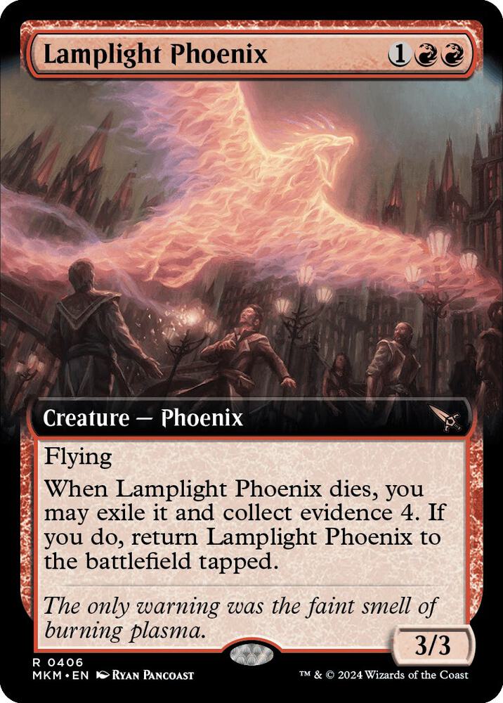 Lamplight Phoenix (Extended Art) 406 card from Murders at Karlov Manor