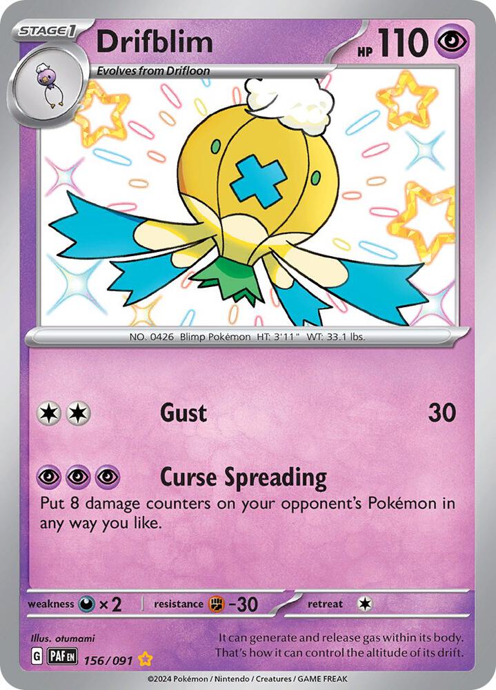 Drifblim 156/091 card from SV: Paldean Fates