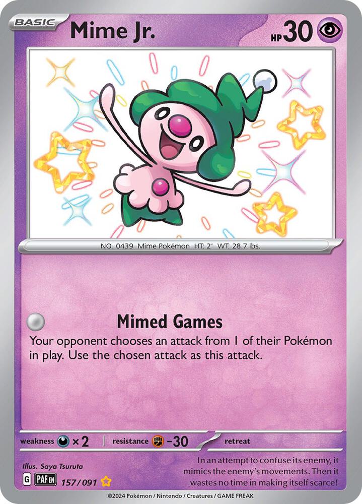 Mime Jr. 157/091 card from SV: Paldean Fates