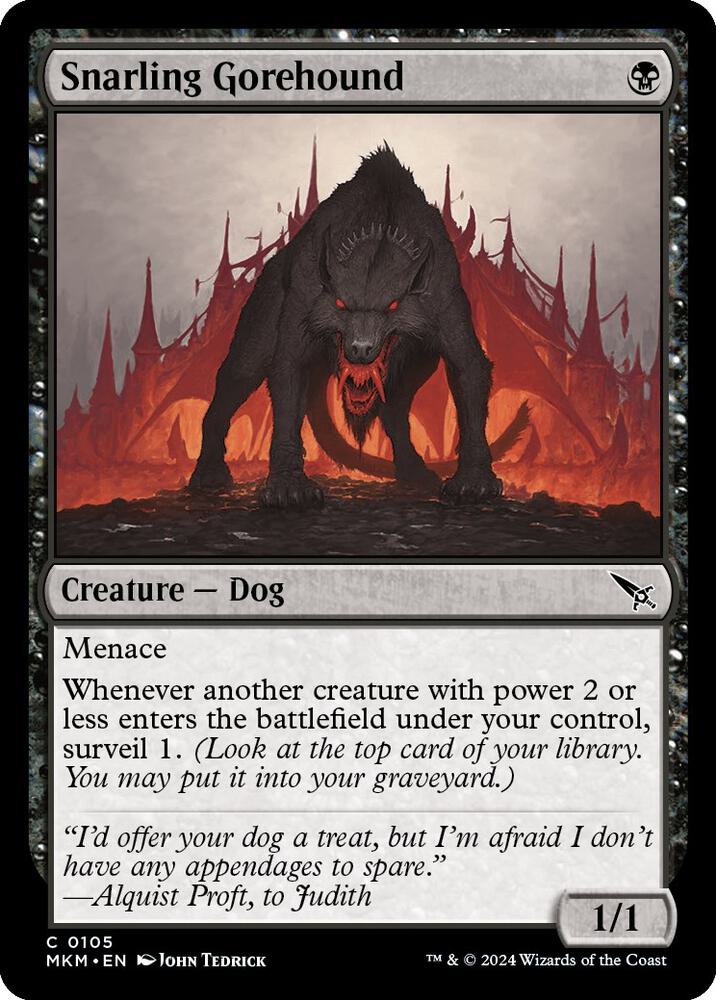 Snarling Gorehound 105 card from Murders at Karlov Manor