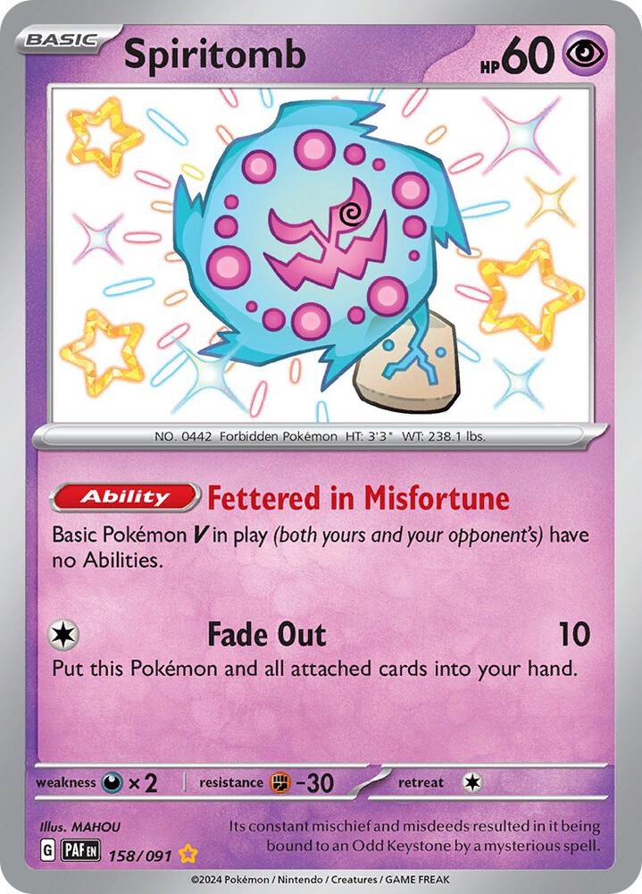 Spiritomb 158/091 card from SV: Paldean Fates