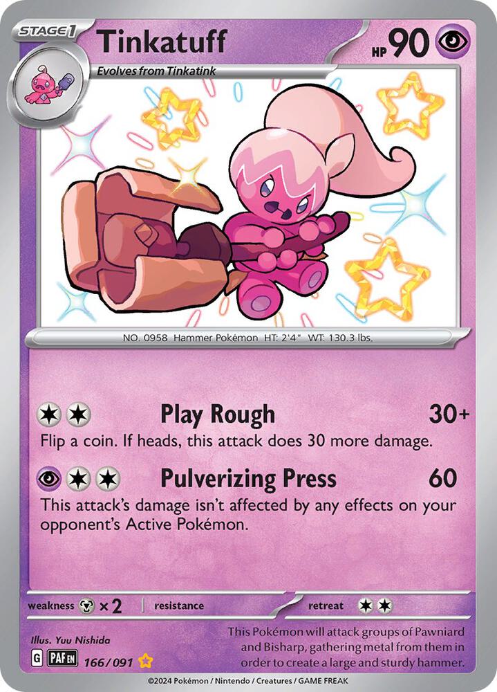 Tinkatuff 166/091 card from SV: Paldean Fates