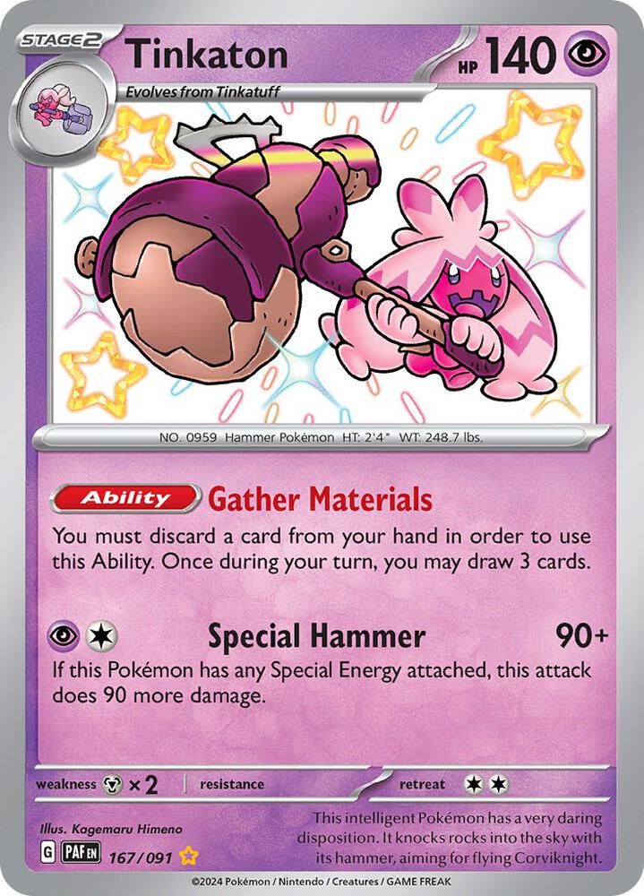 Tinkaton 167/091 card from SV: Paldean Fates