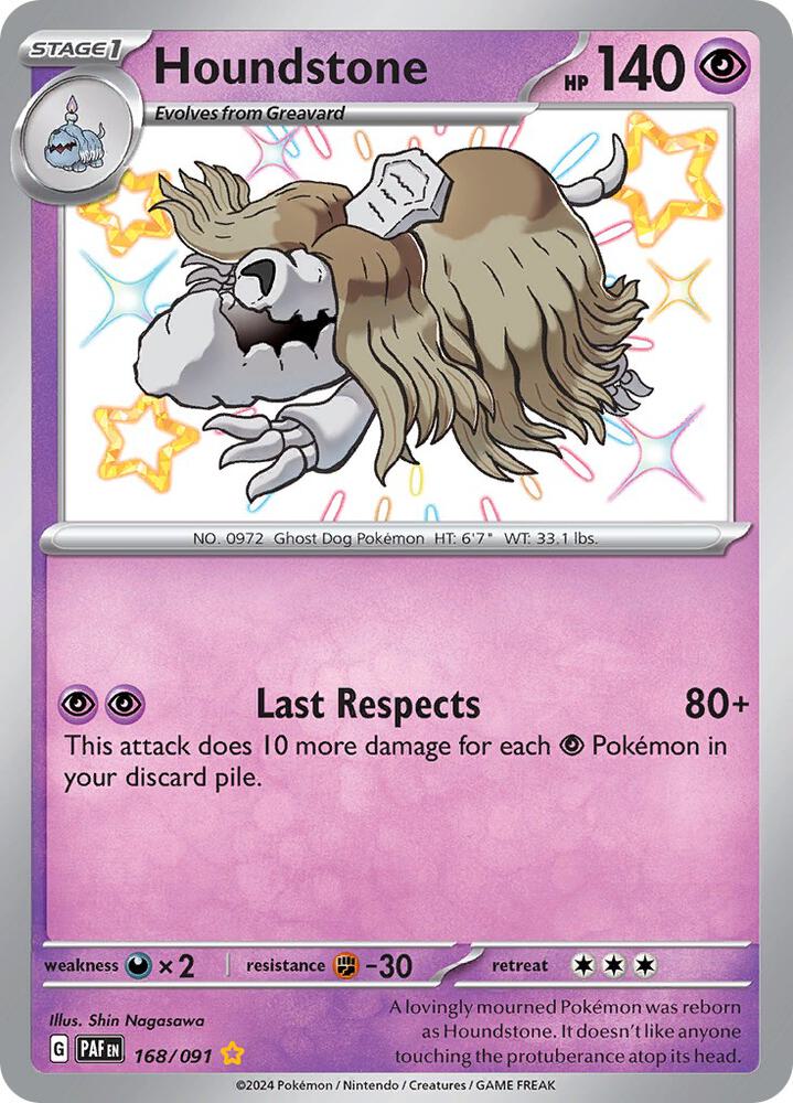 Houndstone 168/091 card from SV: Paldean Fates