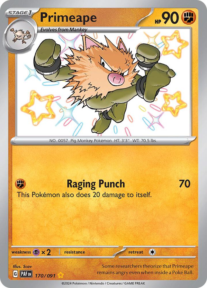 Primeape 170/091 card from SV: Paldean Fates