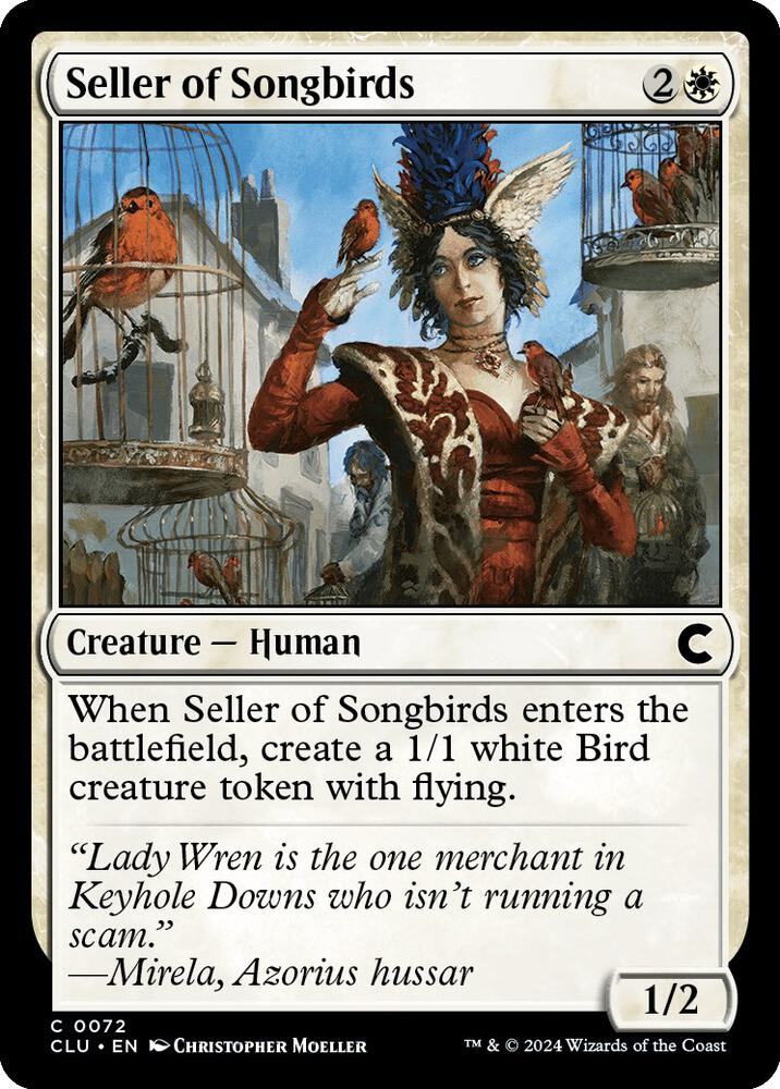 Seller of Songbirds 72 card from Ravnica: Clue Edition