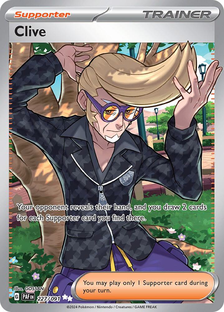 Clive 227/091 card from SV: Paldean Fates