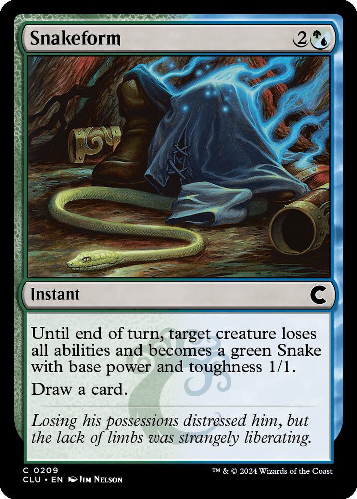 Snakeform 209 card from Ravnica: Clue Edition