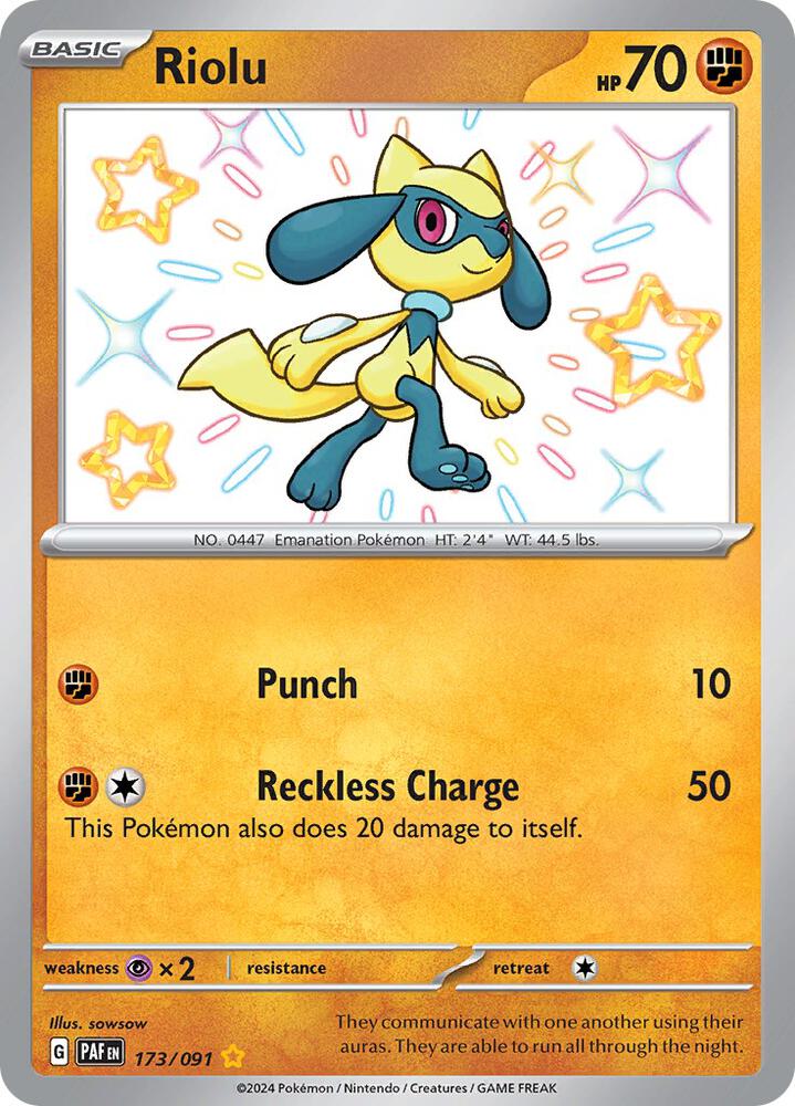 Riolu 173/091 card from SV: Paldean Fates