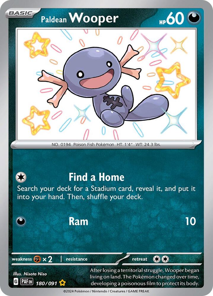 Paldean Wooper 180/091 card from SV: Paldean Fates