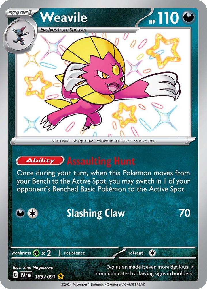 Weavile 183/091 card from SV: Paldean Fates