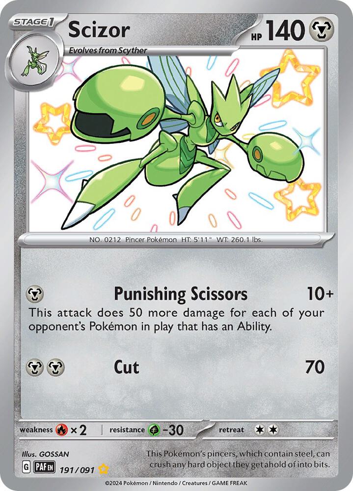 Scizor 191/091 card from SV: Paldean Fates