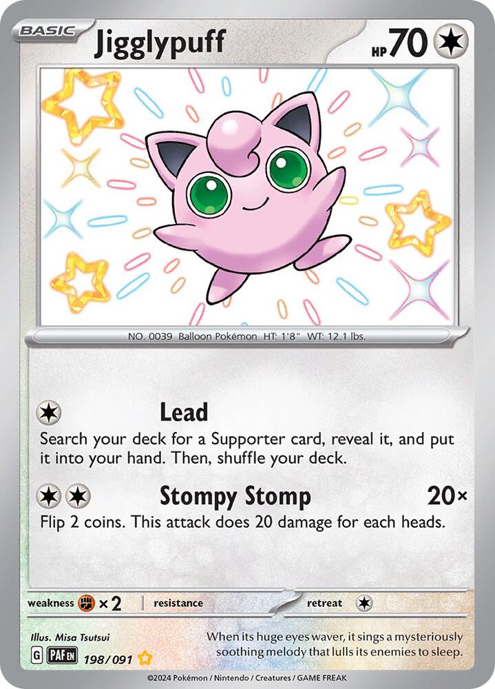 Jigglypuff 198/091 card from SV: Paldean Fates
