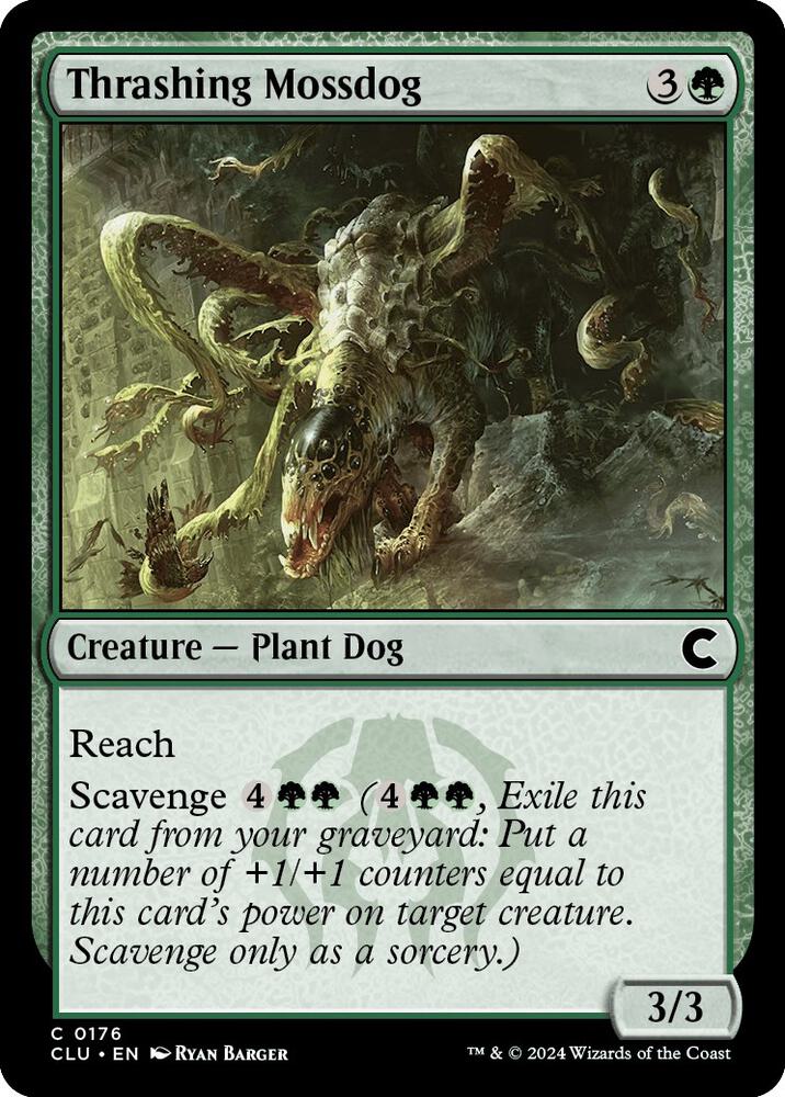 Thrashing Mossdog 176 card from Ravnica: Clue Edition