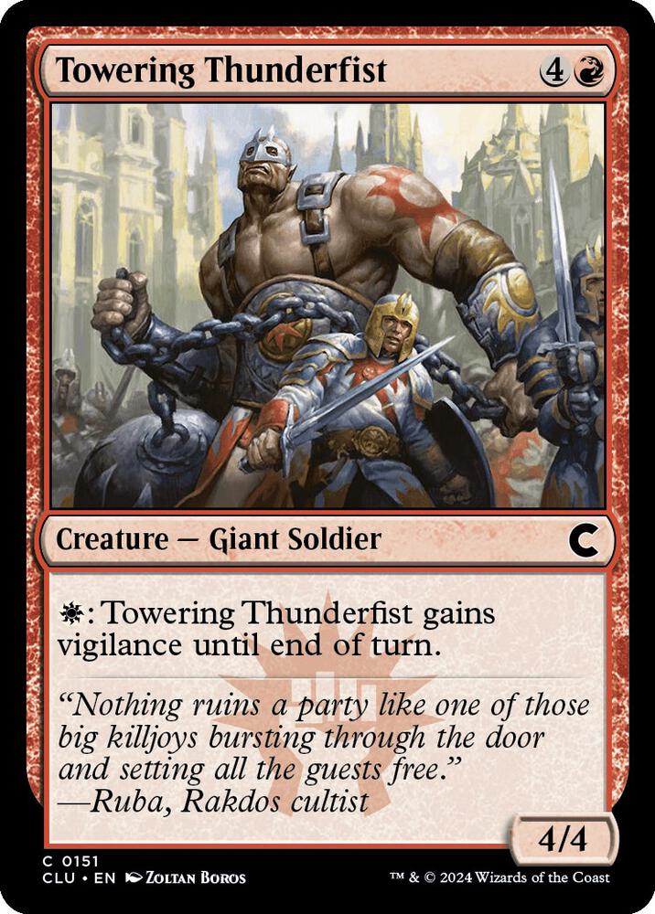Towering Thunderfist 151 card from Ravnica: Clue Edition