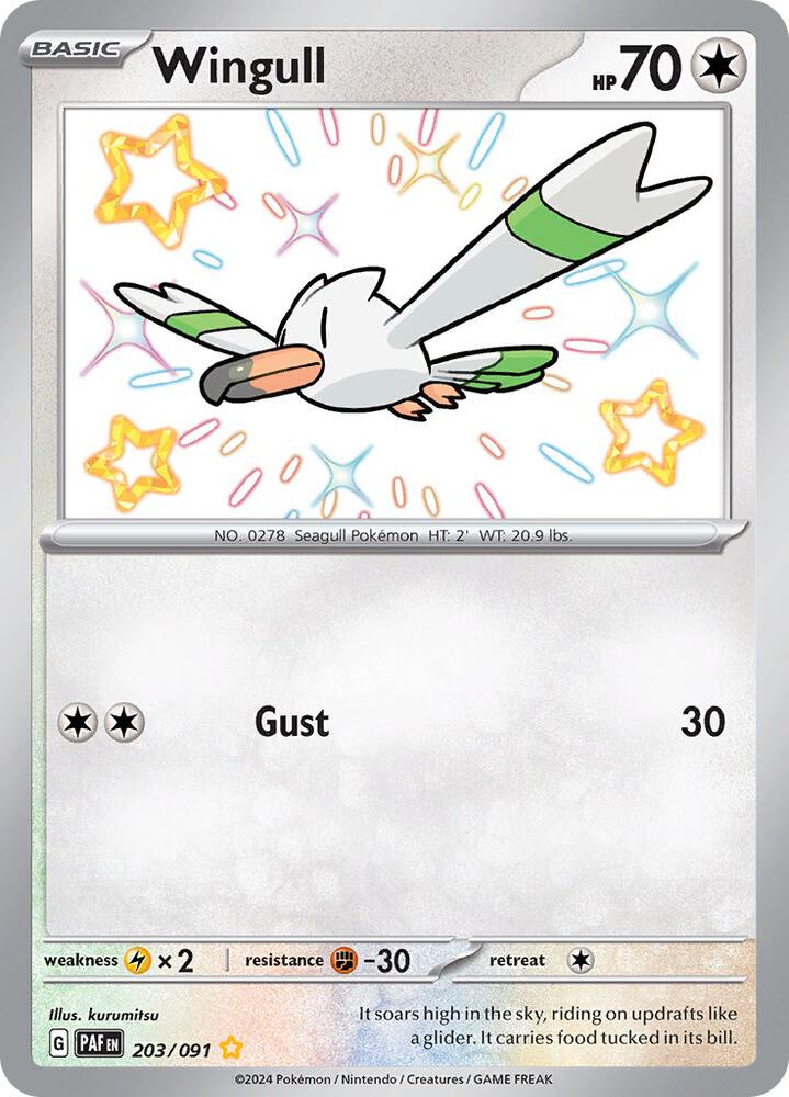 Wingull 203/091 card from SV: Paldean Fates