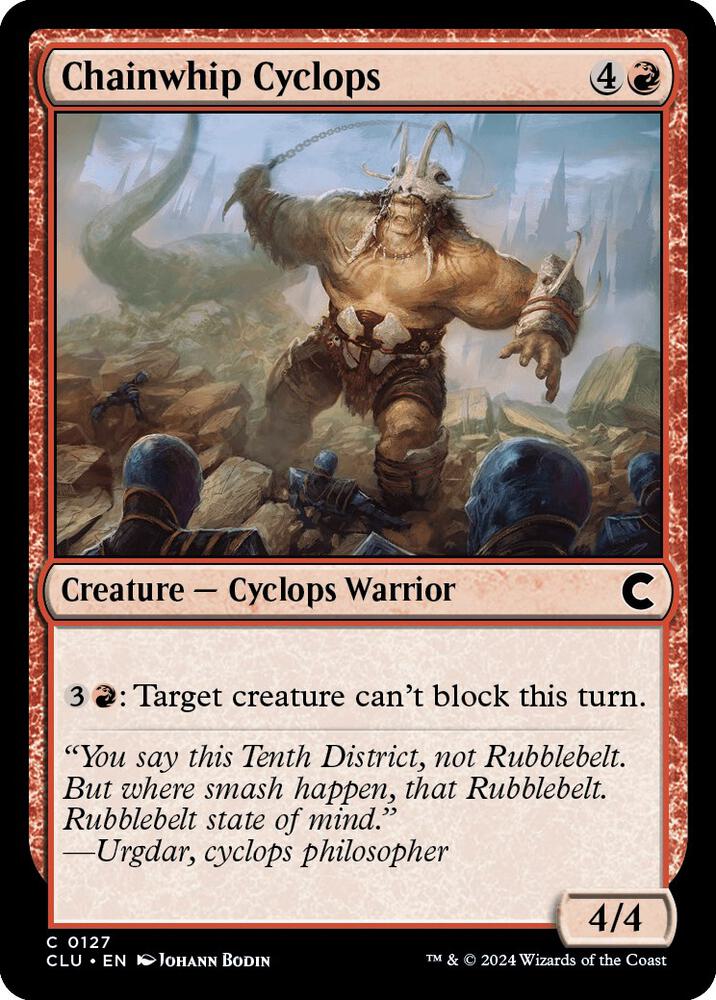 Chainwhip Cyclops 127 card from Ravnica: Clue Edition