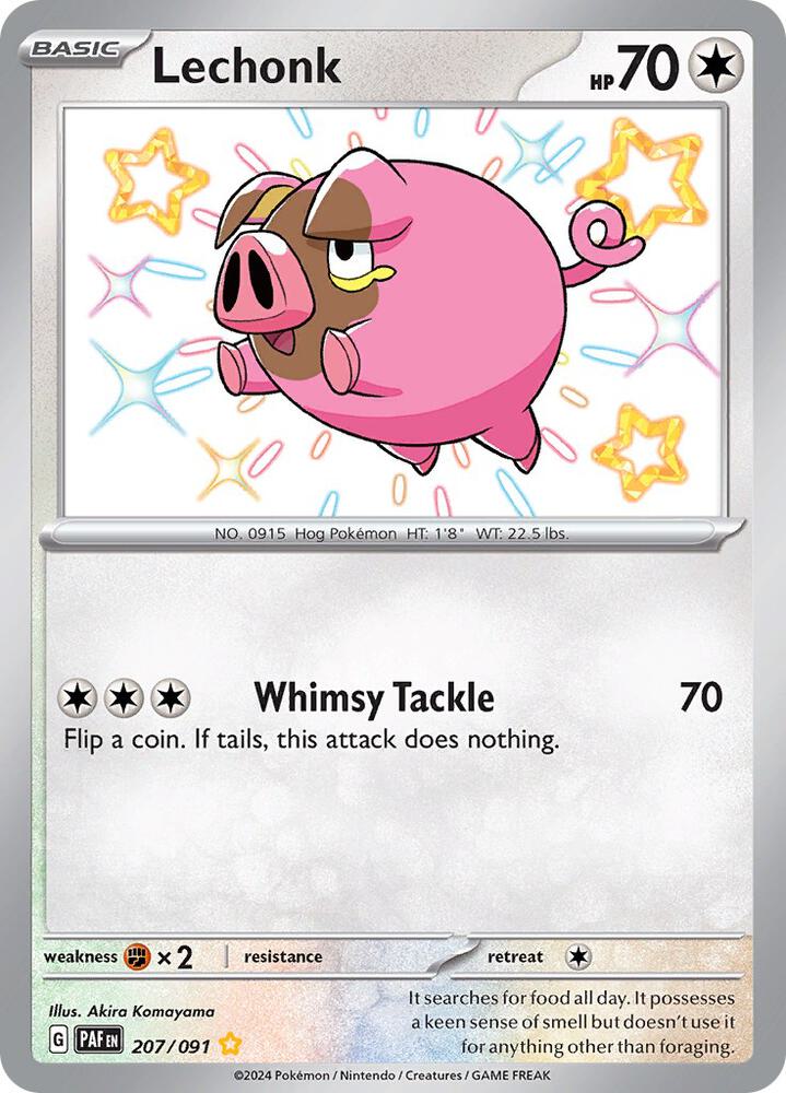 Lechonk 207/091 card from SV: Paldean Fates