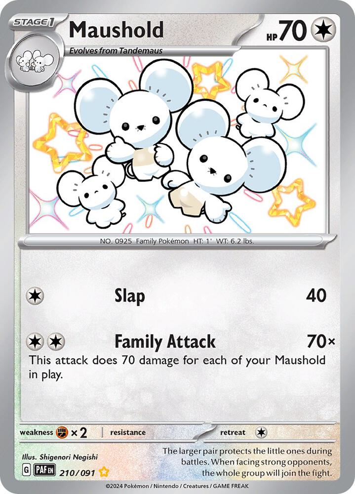 Maushold 210/091 card from SV: Paldean Fates