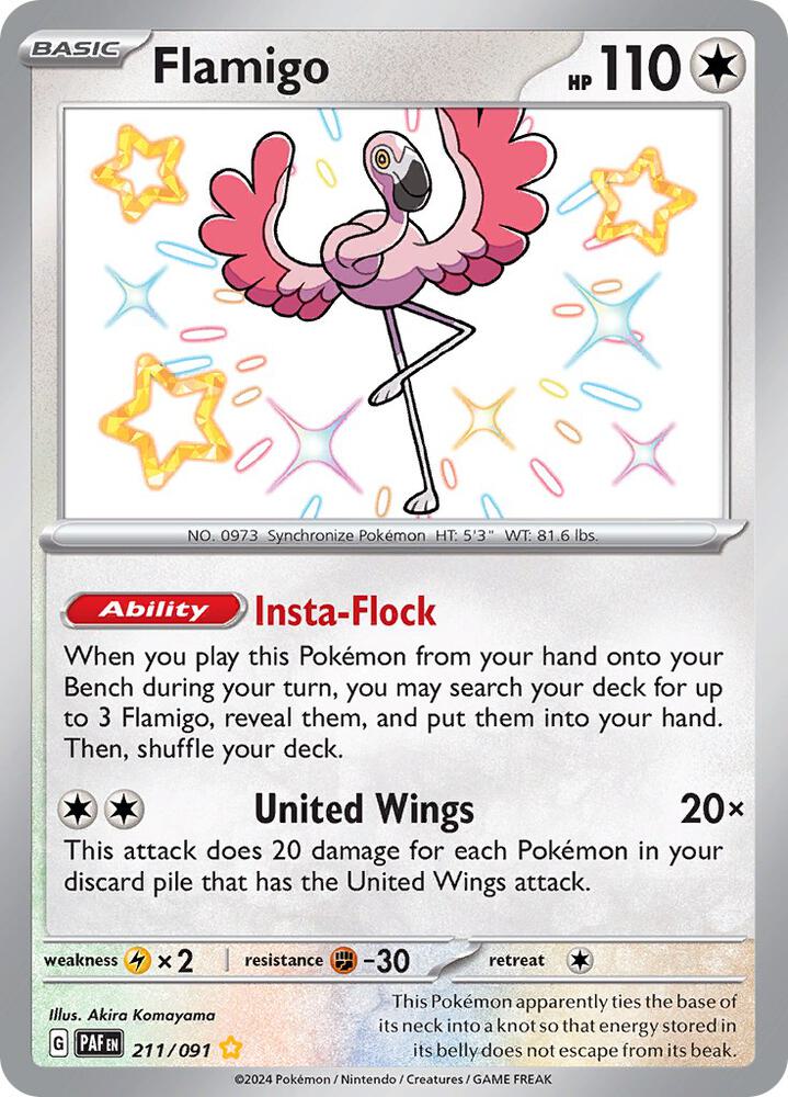 Flamigo 211/091 card from SV: Paldean Fates