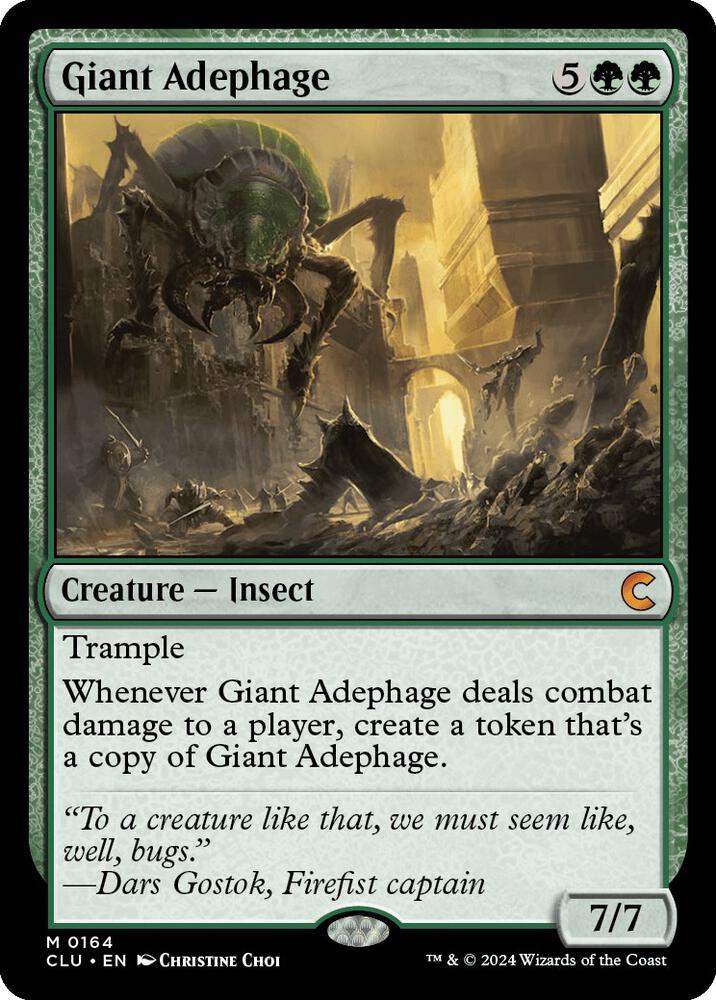 Giant Adephage 164 card from Ravnica: Clue Edition