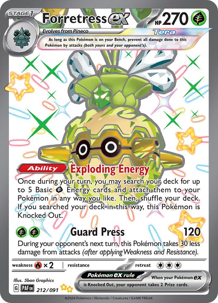 Forretress ex 212/091 card from SV: Paldean Fates