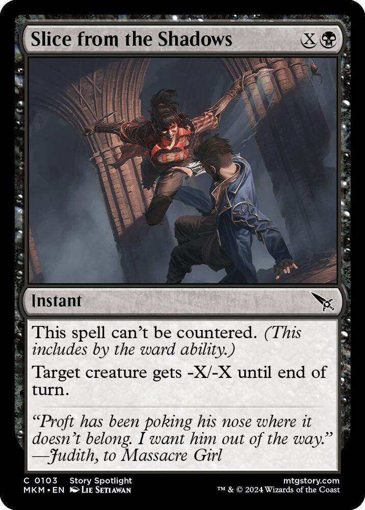 Slice from the Shadows 103 card from Murders at Karlov Manor