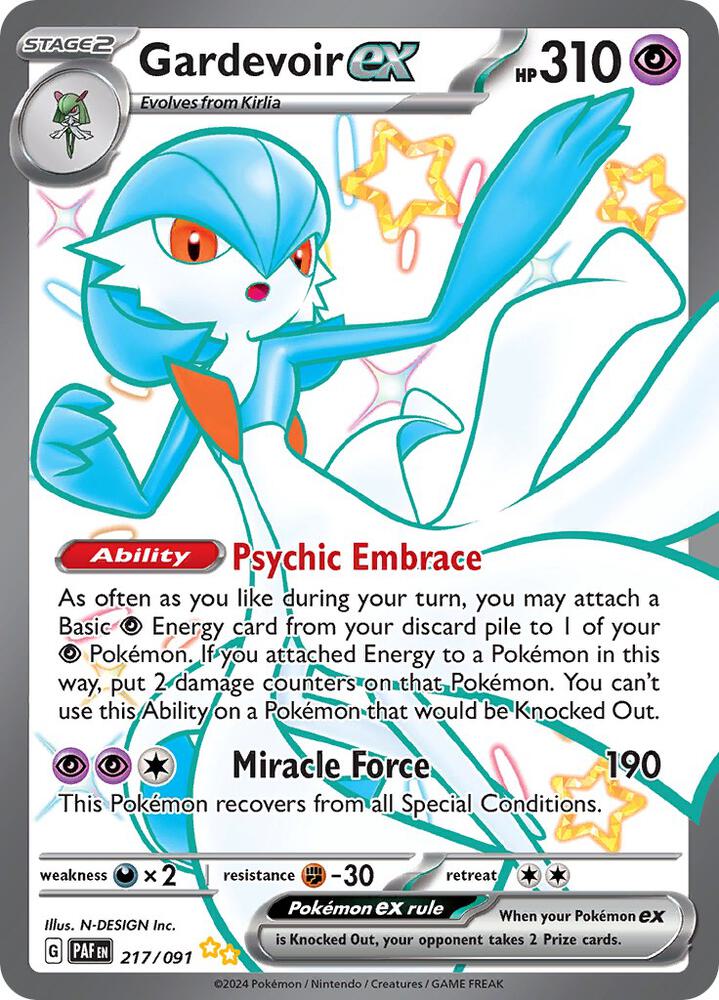 Gardevoir ex 217/091 card from SV: Paldean Fates