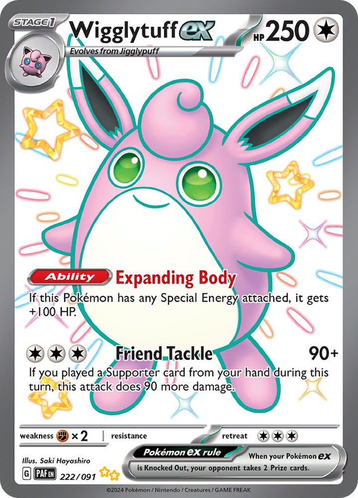 Wigglytuff ex 222/091 card from SV: Paldean Fates