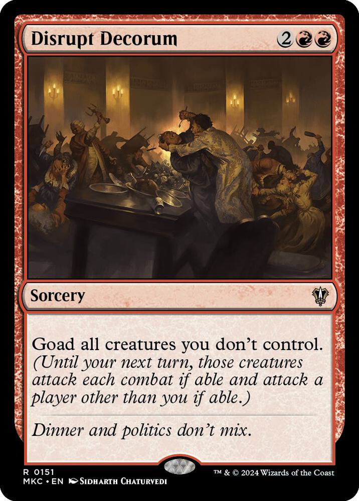 Disrupt Decorum 151 card from Commander: Murders at Karlov Manor