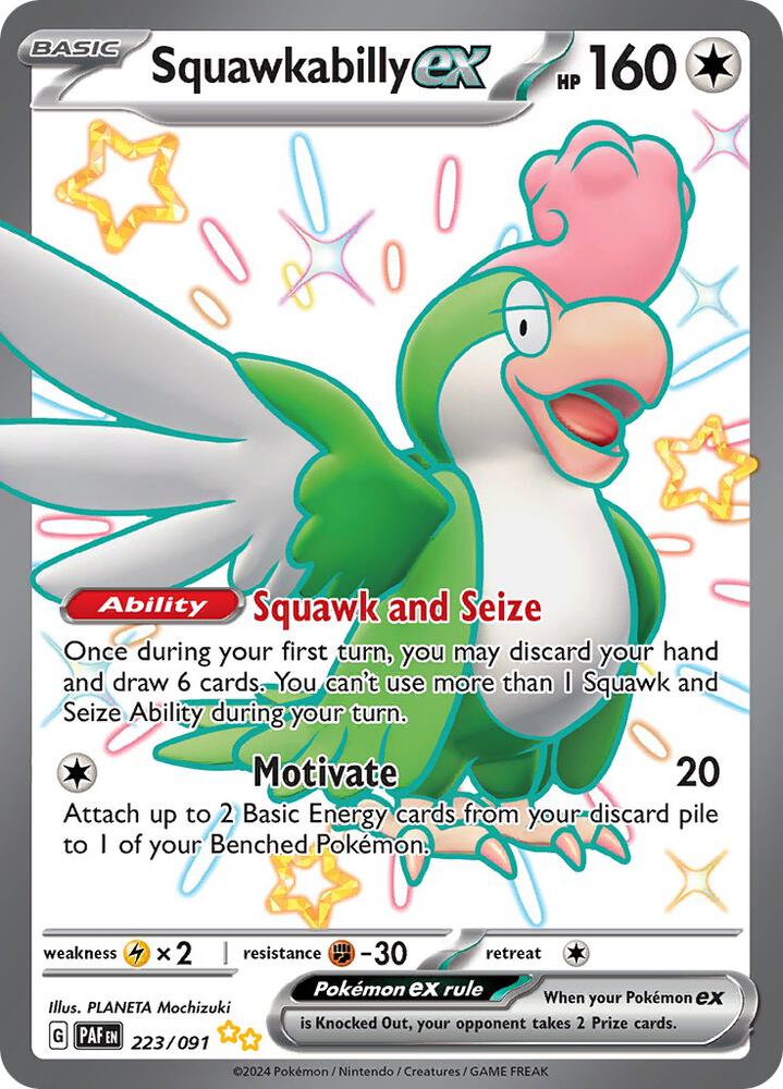 Squawkabilly ex 223/091 card from SV: Paldean Fates