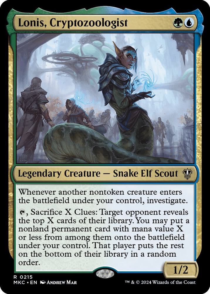 Lonis, Cryptozoologist 215 card from Commander: Murders at Karlov Manor
