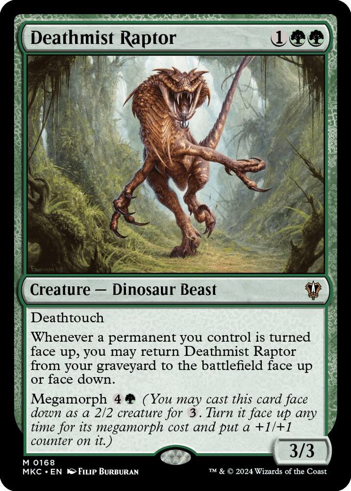 Deathmist Raptor 168 card from Commander: Murders at Karlov Manor