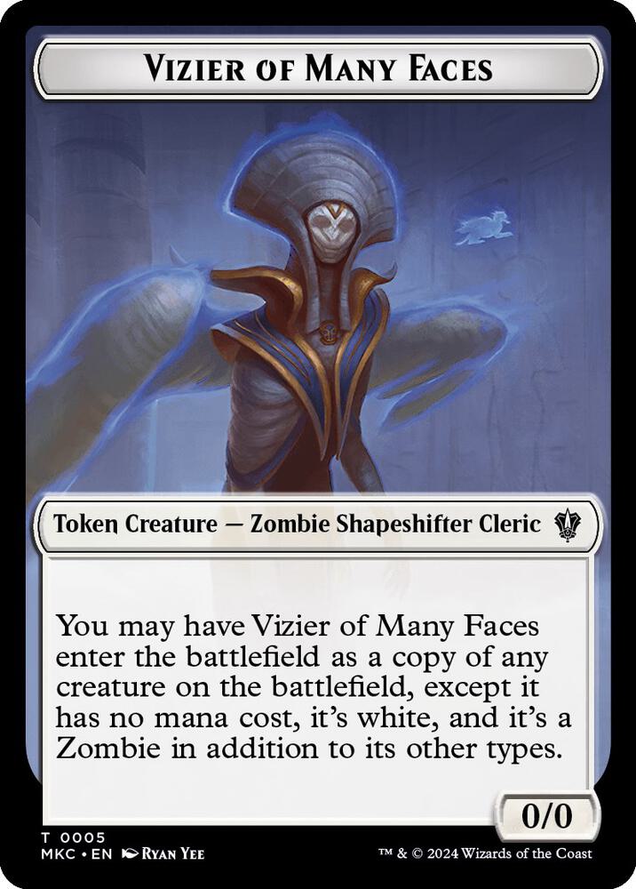 Vizier of Many Faces // Zombie Double-Sided Token 5 // 11 card from Commander: Murders at Karlov Manor