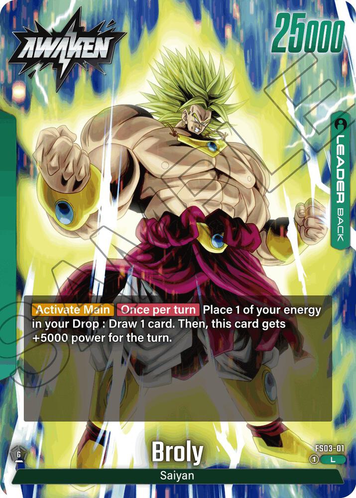 Broly FS03-01 card from Starter Deck 3: Broly