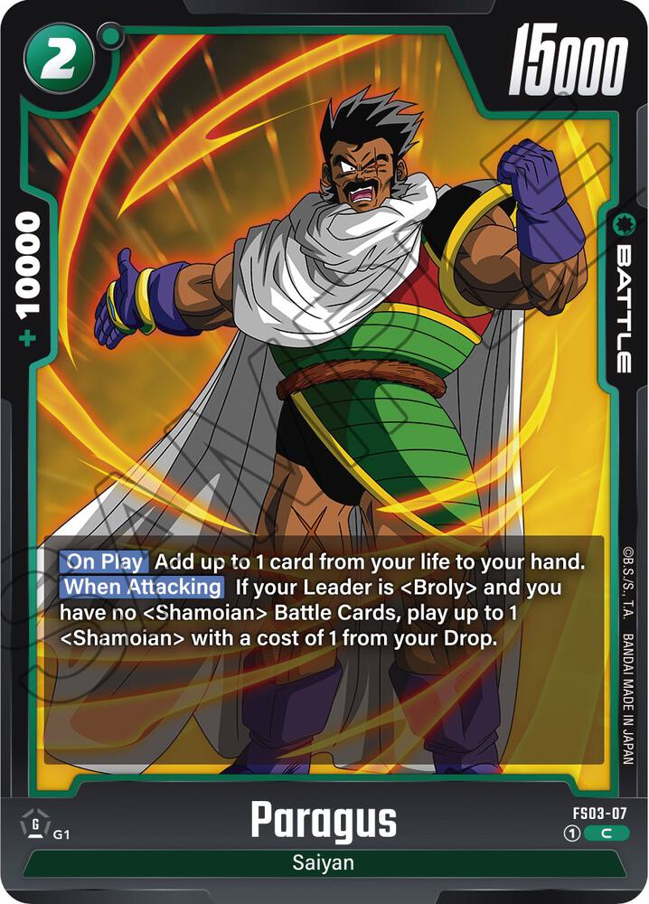 Paragus FS03-07 card from Starter Deck 3: Broly