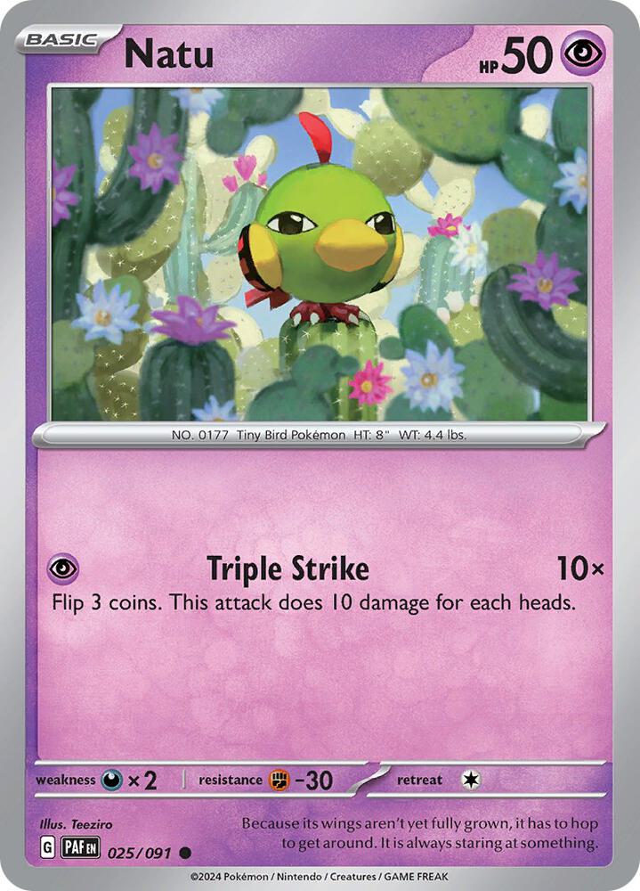 Natu 025/091 card from SV: Paldean Fates