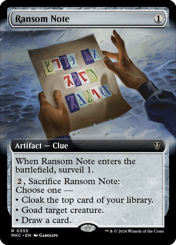 Ransom Note (Extended Art) 355 card from Commander: Murders at Karlov Manor