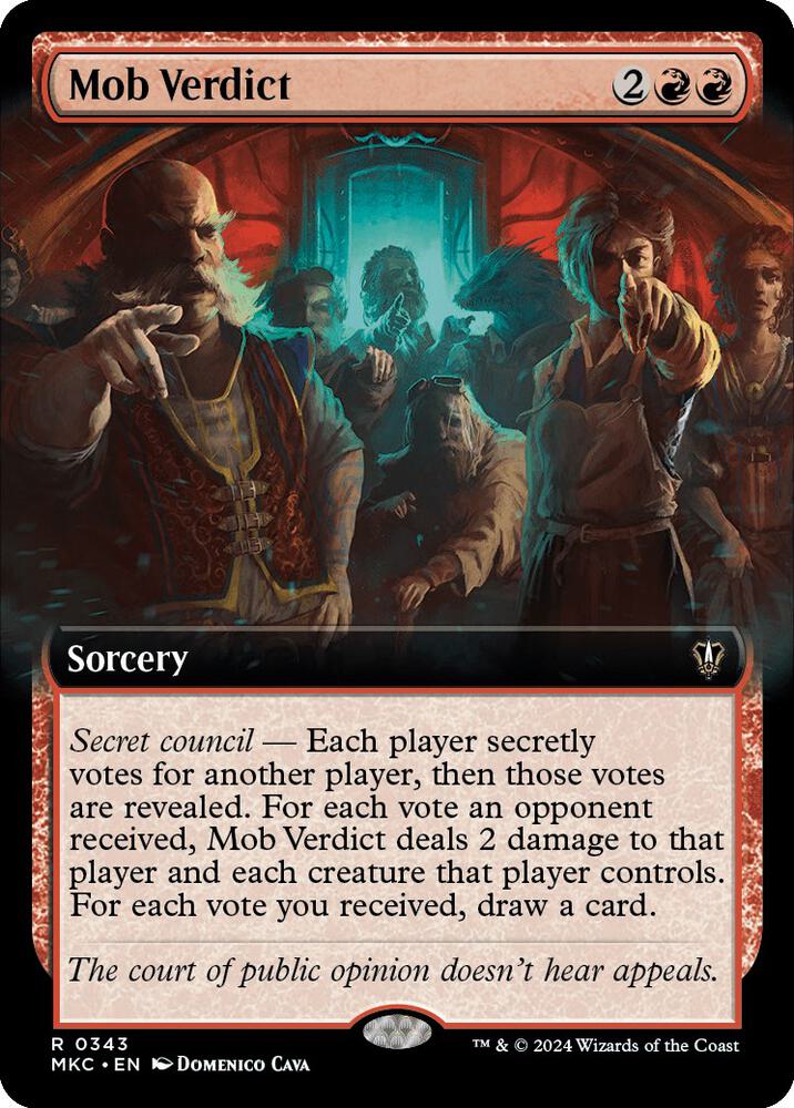 Mob Verdict (Extended Art) 343 card from Commander: Murders at Karlov Manor