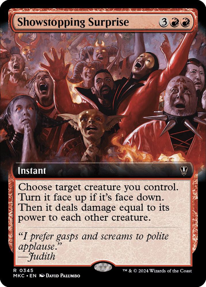Showstopping Surprise (Extended Art) 345 card from Commander: Murders at Karlov Manor