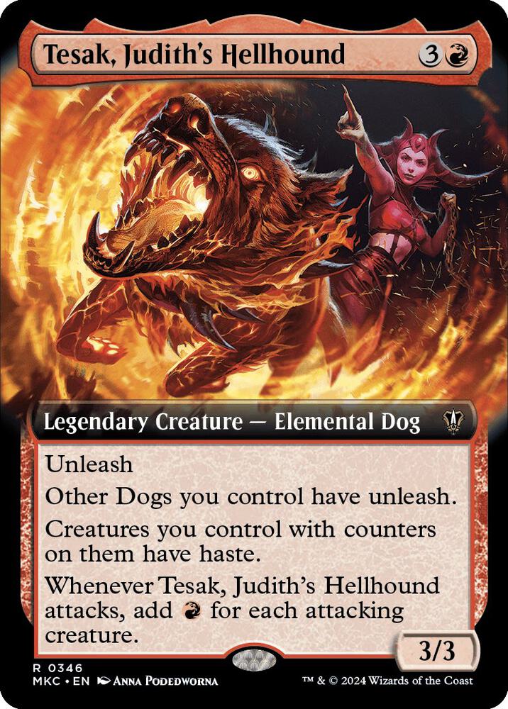 Tesak, Judith's Hellhound (Extended Art) 346 card from Commander: Murders at Karlov Manor