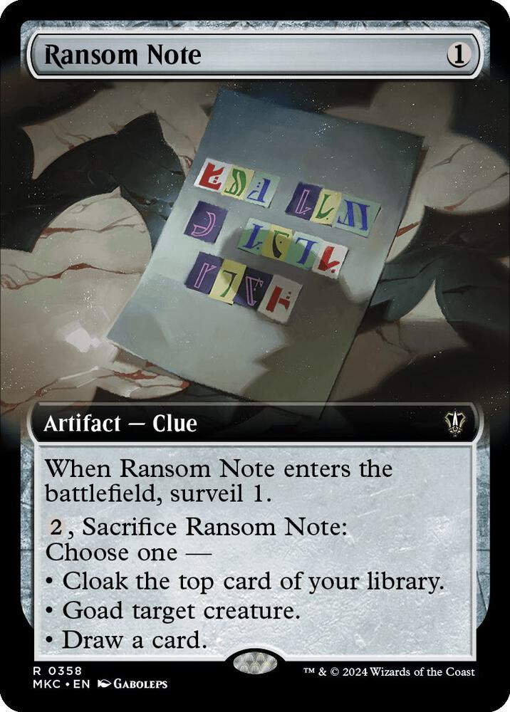 Ransom Note (Extended Art) 358 card from Commander: Murders at Karlov Manor
