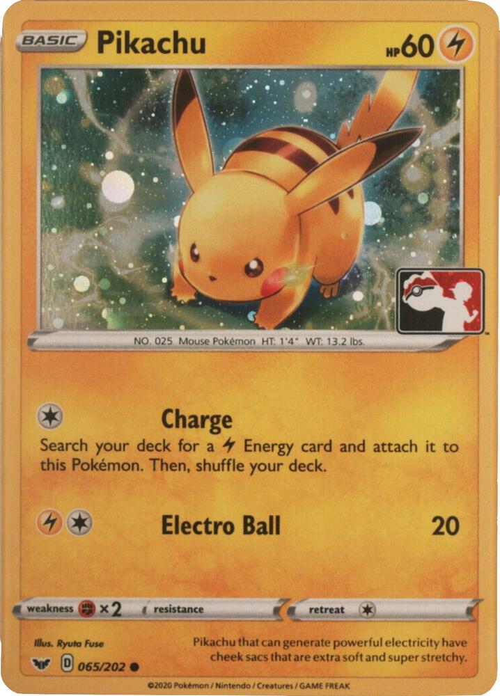 Pikachu (Cosmos Holo) 065/202 card from League & Championship Cards