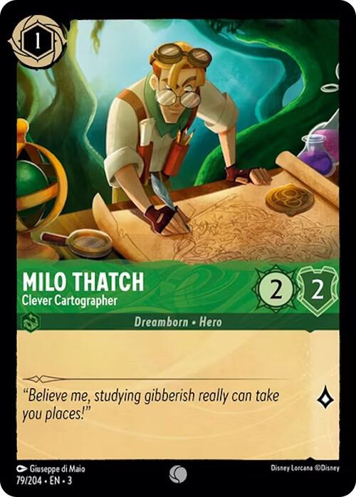 Milo Thatch - Clever Cartographer 79/204 card from Into the Inklands