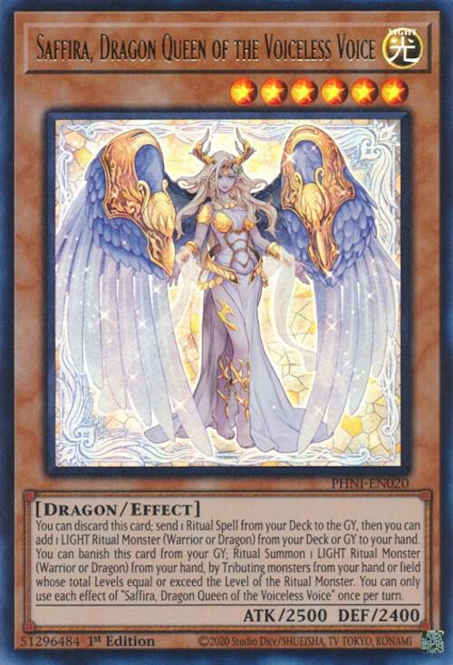 Saffira, Dragon Queen of the Voiceless Voice PHNI-EN020 card from Phantom Nightmare