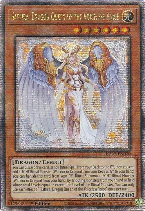 Saffira, Dragon Queen of the Voiceless Voice (Quarter Century Secret Rare) PHNI-EN020 card from Phantom Nightmare