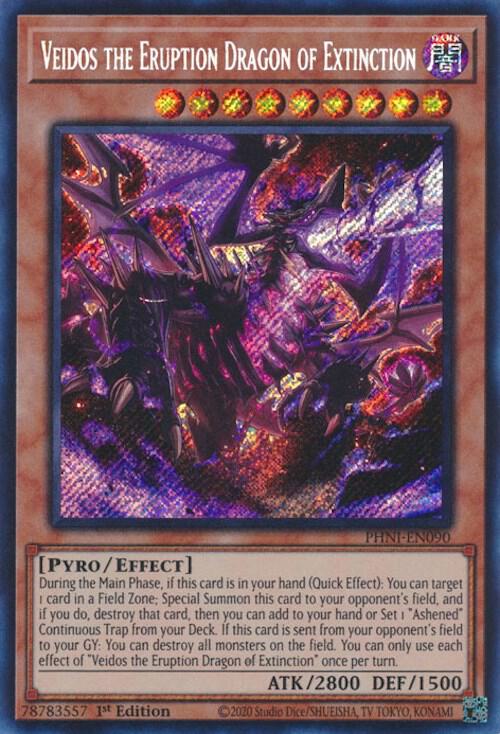 Veidos the Eruption Dragon of Extinction PHNI-EN090 card from Phantom Nightmare